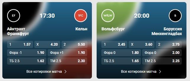 «Вольфсбург» - «Боруссия М» фонбет